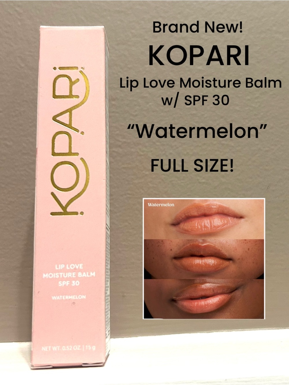 NWT Full Size! KOPARI Lip Love Moisture Balm - WATERMELON w/ SPF 30